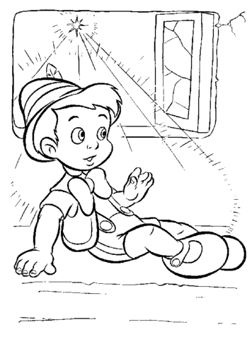 Pinocchio In His House  Coloring Page